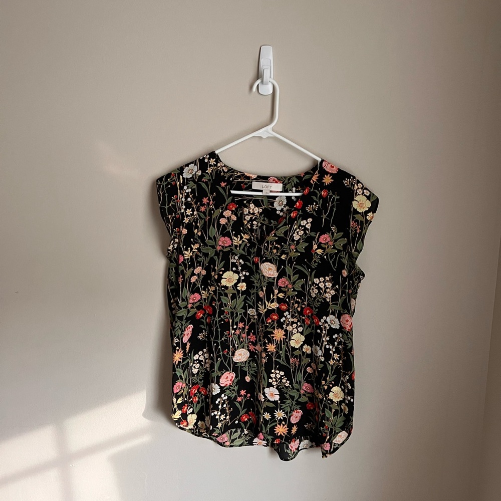 LOFT Black Floral Women's Blouse